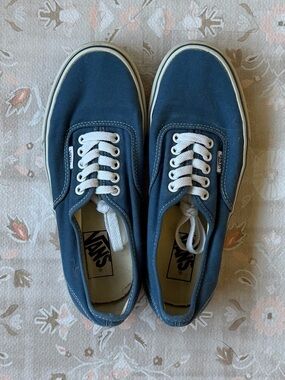 Vans Low-Top Canvas Sneakers in Navy and White